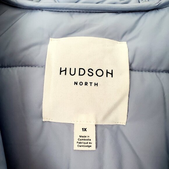 Women's Plus Size Light Hooded Puffer Jacket Lt. Blue Zip Up Pockets Spring - Picture 8 of 10